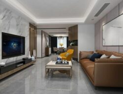 Gray Marble Floor Living Room