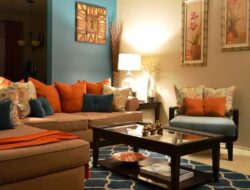 Brown Teal And Orange Living Room