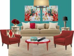 Red Brown Turquoise Living Room