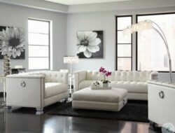 White Faux Leather Living Room Set