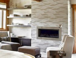 White Tile Accent Wall Living Room