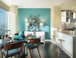 Living Room With Turquoise Accent Wall