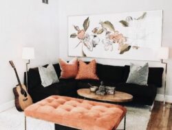 Peach Black And White Living Room