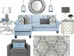 Dark Grey And Light Blue Living Room