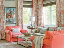 Coral Drapes Living Room