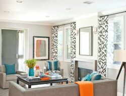 Grey Turquoise Orange Living Room