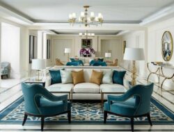 Teal Cream And Gold Living Room