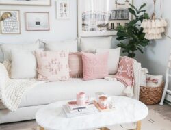 Living Room With Pink Accents