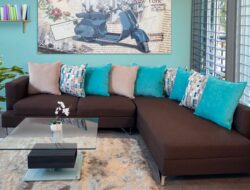 Turquoise And Chocolate Brown Living Room