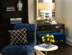 Navy Blue And Chocolate Brown Living Room