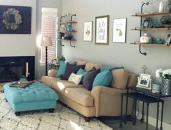 Beige Grey And Turquoise Living Room