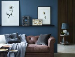 Blue Living Room Brown Sofa