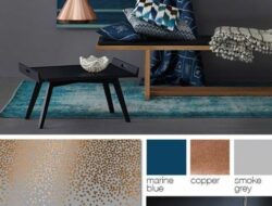 Blue Grey And Copper Living Room