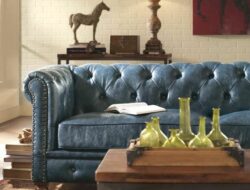 Blue Tufted Sofa Living Room