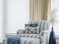 Blue Striped Living Room Chairs