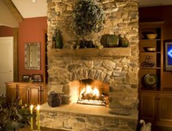 Living Room Stone Fireplace Decor