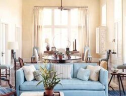Living Room With Light Blue Sofa