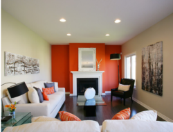 Orange And White Living Room