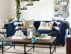 Living Room Navy Blue Christmas Decorations