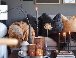 Dark Grey And Copper Living Room