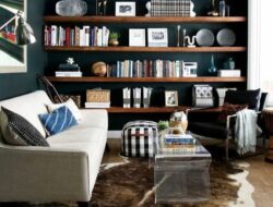 Dark Wood Shelves For Living Room