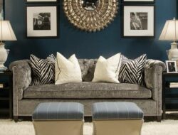 Teal Grey And Gold Living Room
