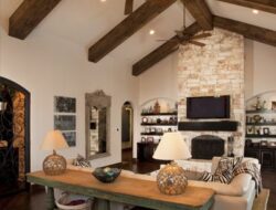 Living Room Vaulted Ceiling With Beams
