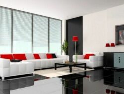 Black Tile Flooring Modern Living Room