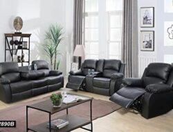 3 Piece Black Leather Living Room Set