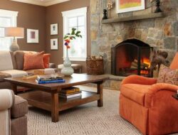 Brown Cream And Orange Living Room