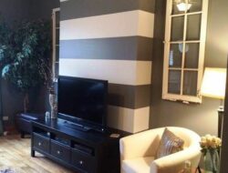Striped Accent Wall Living Room