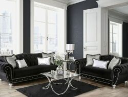 Black Tufted Living Room Set