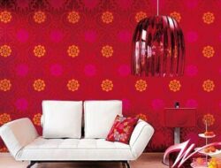 Red Wallpaper Designs For Living Room