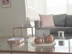 Rose Gold Blush And Grey Living Room